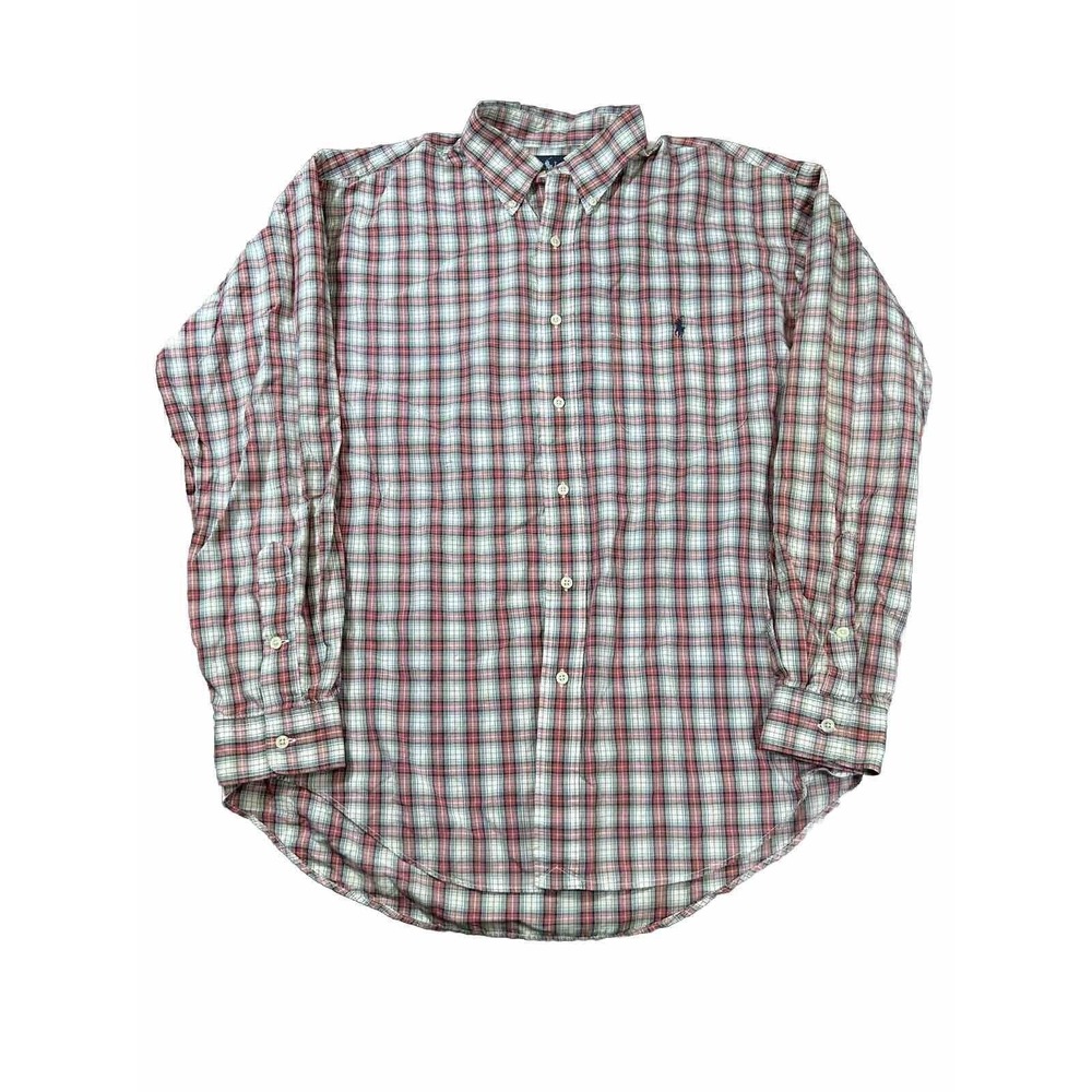 Polo Ralph Lauren Bartlett Plaid Button‎ Down Shirt Mens Large Red White